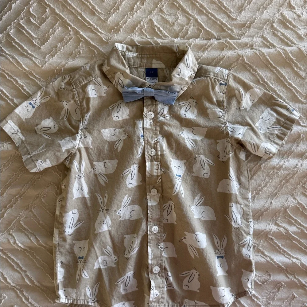 Toddler Boys Dress Shirt Bundle 4T | Old Navy Bunny + Wonder Nation Pink Gingham